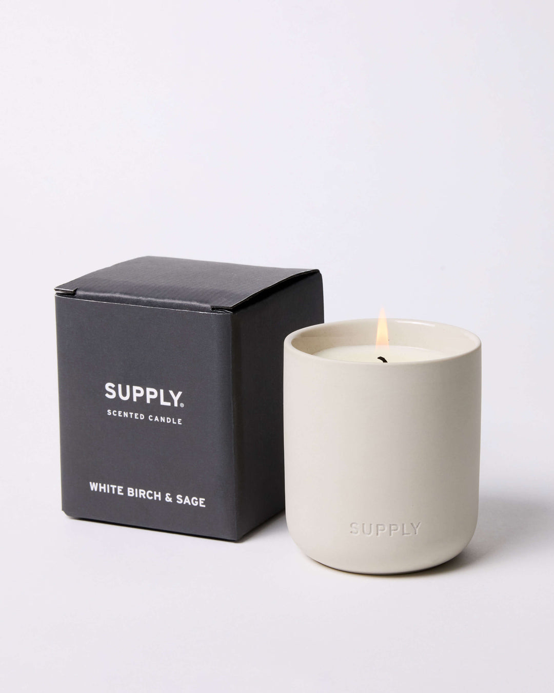 Image of the Supply White Birch Candle in a White Jar